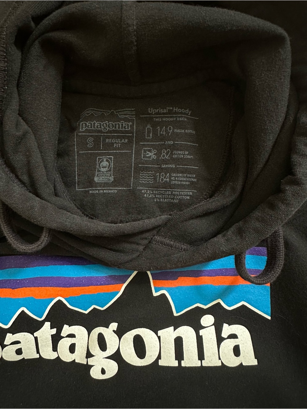 Patagonia Men's P-6 Logo Uprisal Hoodie Black Pullover Sweatshirt Size S 1100 - Picture 5 of 6